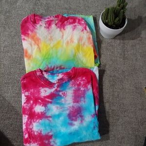 Lot of 2 Youth Tie Dyed Long Sleeve Shirts YM YL